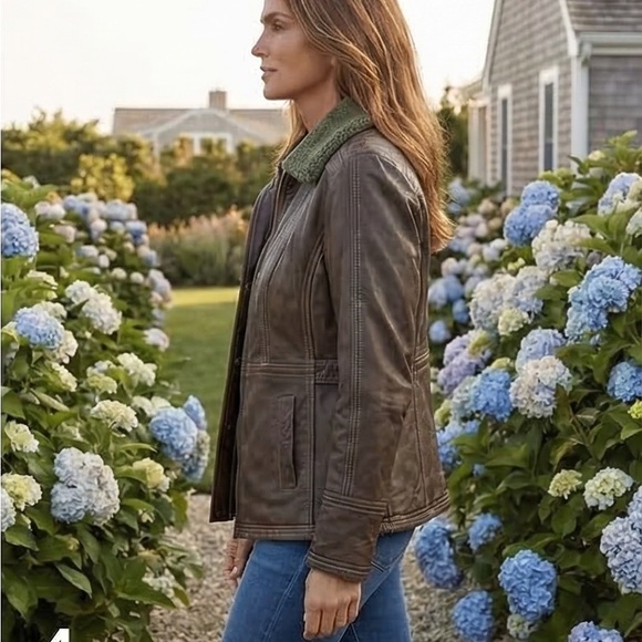 Twik 100% Genuine Leather Jacket - Removable Sherpa Collar - Vintage Style - Picture 12 of 13